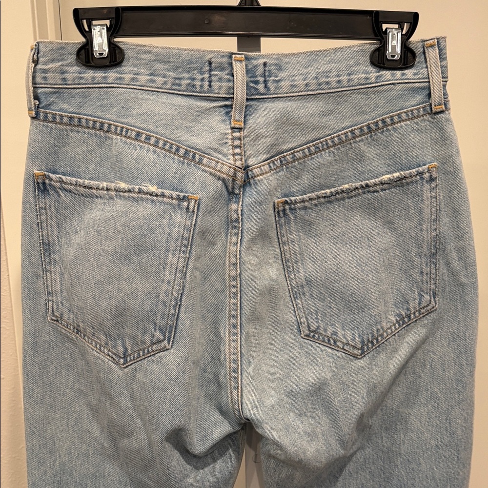 AGOLDE Riley High Rise Straight Crop Jeans 27 Shatter Light Wash Distressed - Picture 5 of 11